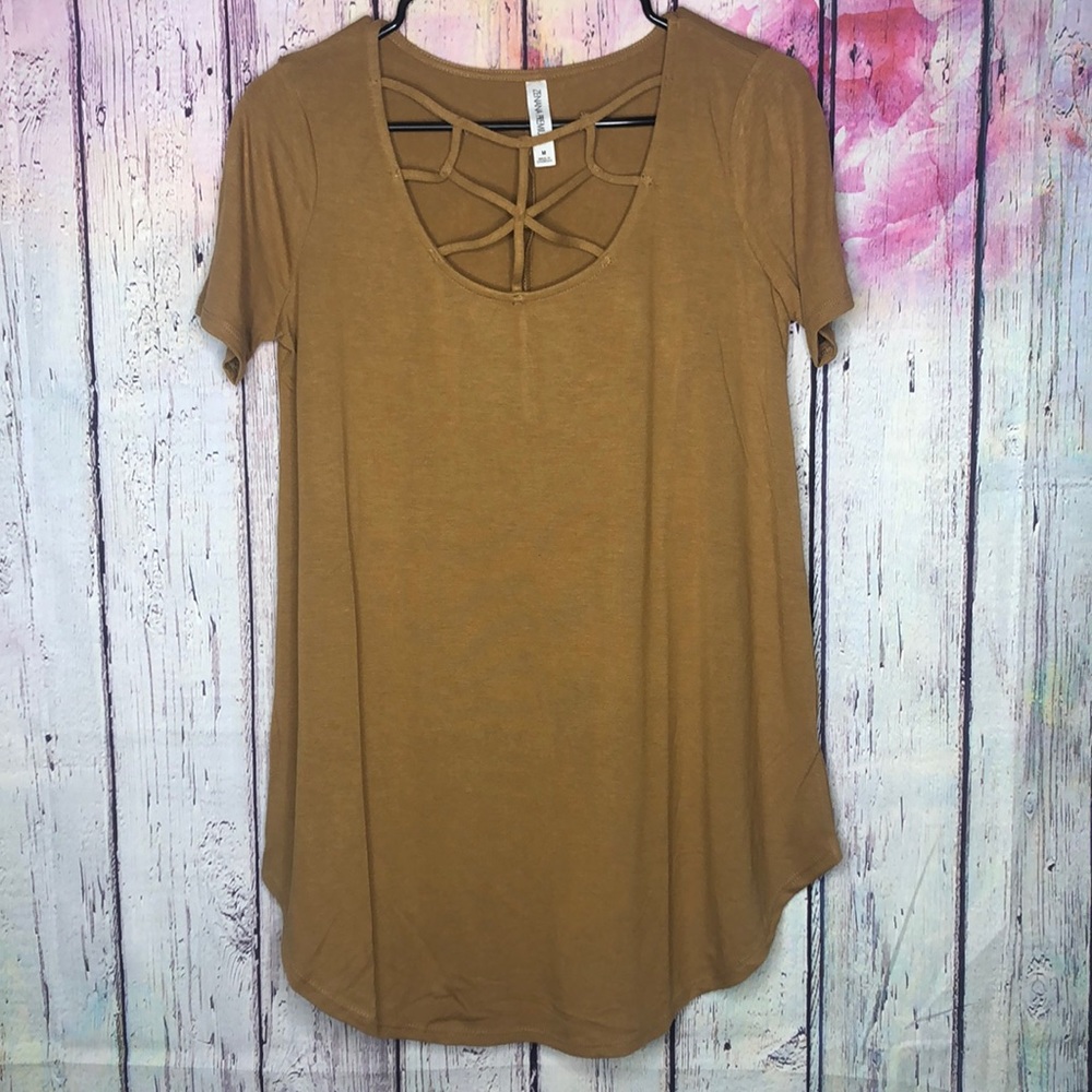 Zenana| Web-neck t-shirt, Coffee